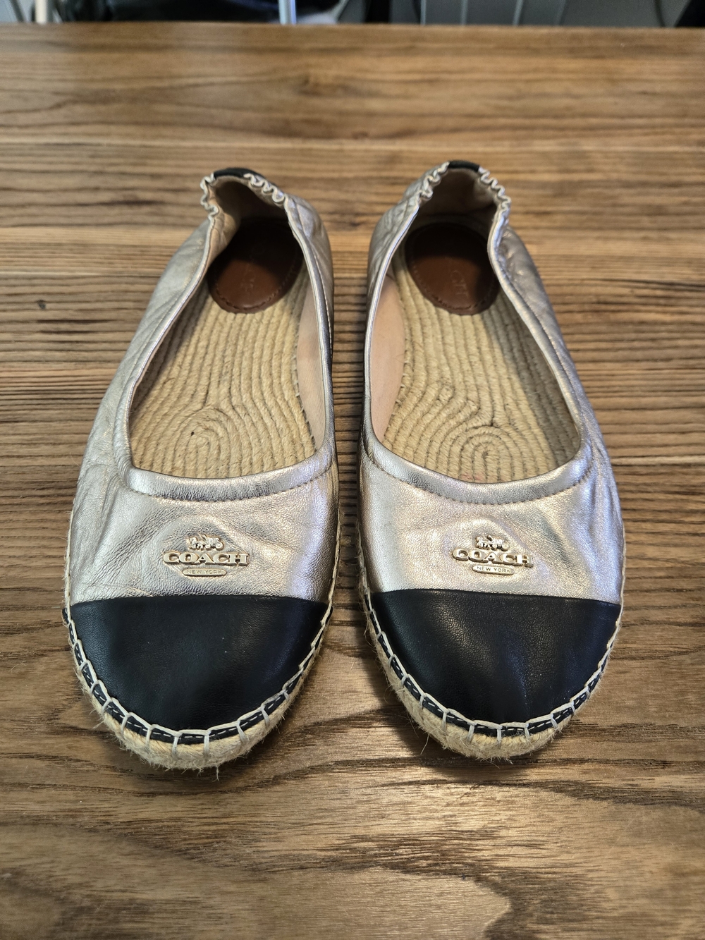 Coach Camryn Metallic Leather Espadrille Slip-on Size 10 - Picture 3 of 14